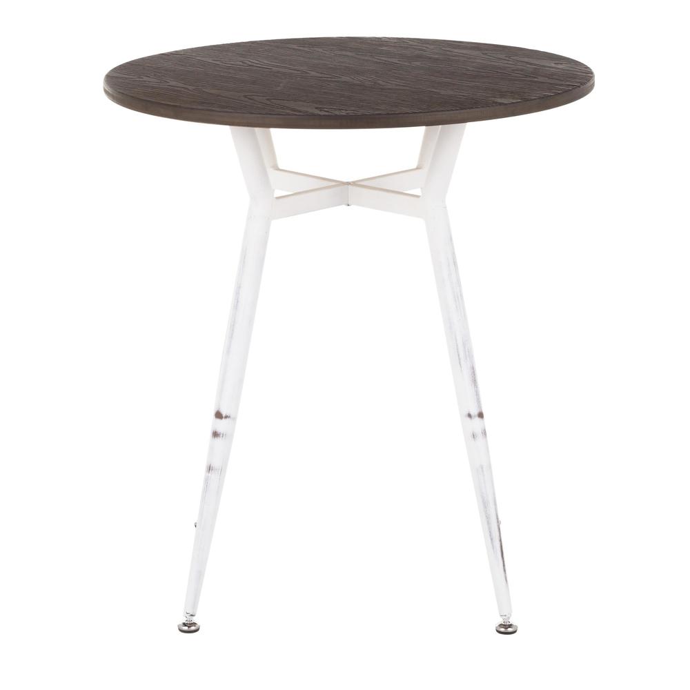 Vintage White Metal, Espresso Bamboo Clara Round Dinette Table. Picture 4
