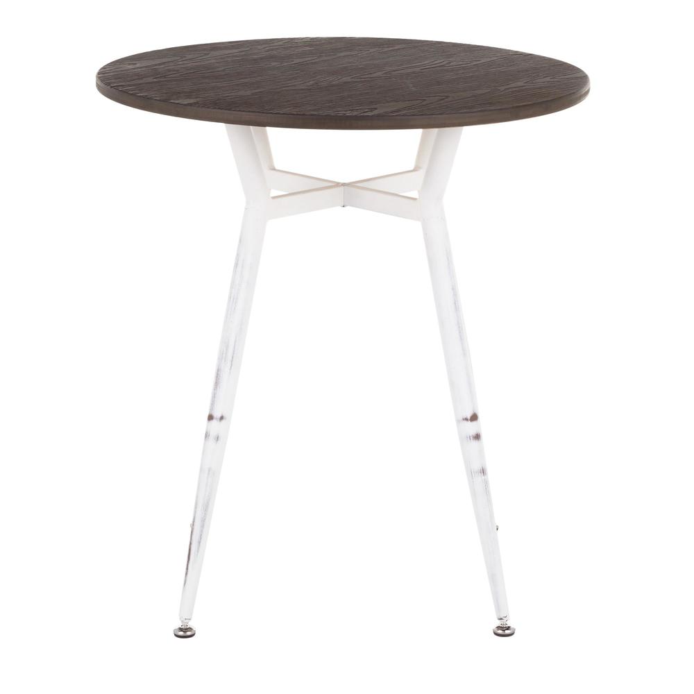 Vintage White Metal, Espresso Bamboo Clara Round Dinette Table. Picture 5