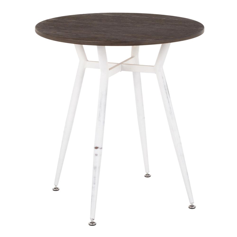 Vintage White Metal, Espresso Bamboo Clara Round Dinette Table. Picture 1