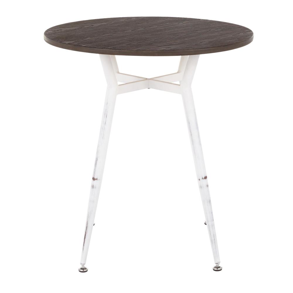 Vintage White Metal, Espresso Bamboo Clara Round Dinette Table. Picture 2