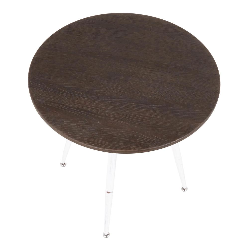 Vintage White Metal, Espresso Bamboo Clara Round Dinette Table. Picture 6