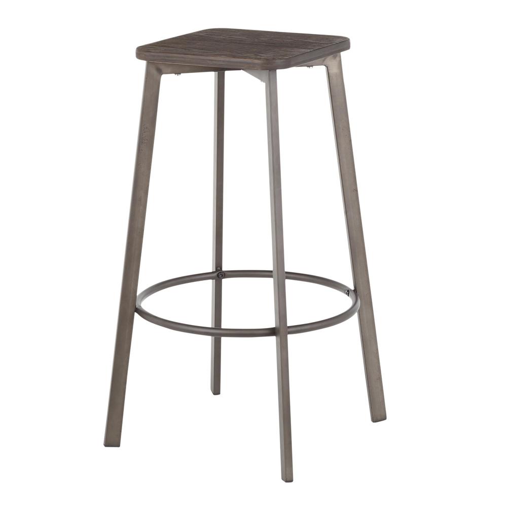 Antique Metal, Espresso Bamboo Clara Square Barstool - Set of 2. Picture 4