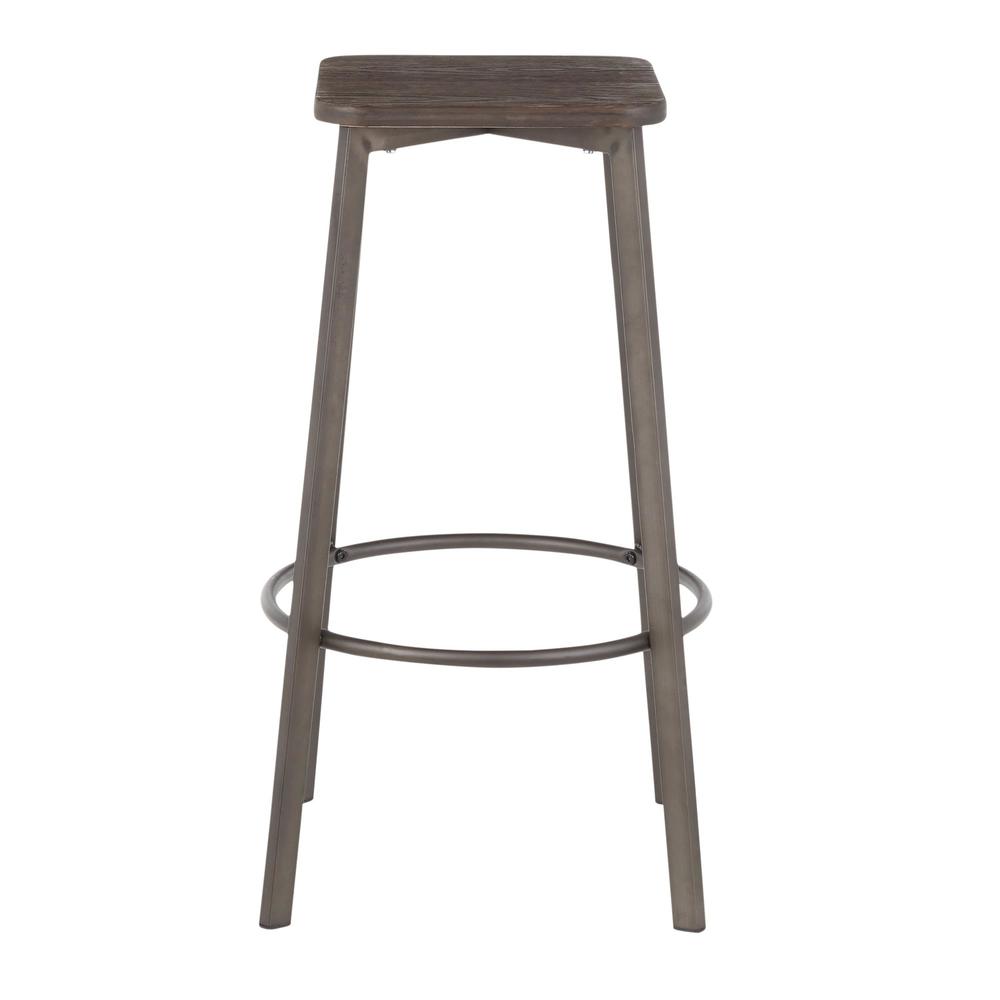 Antique Metal, Espresso Bamboo Clara Square Barstool - Set of 2. Picture 5