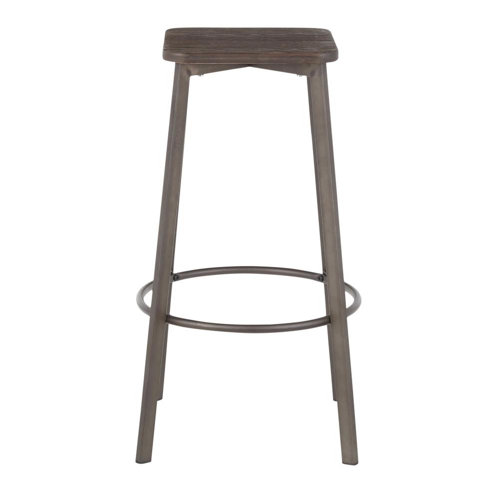Antique Metal, Espresso Bamboo Clara Square Barstool - Set of 2. Picture 3