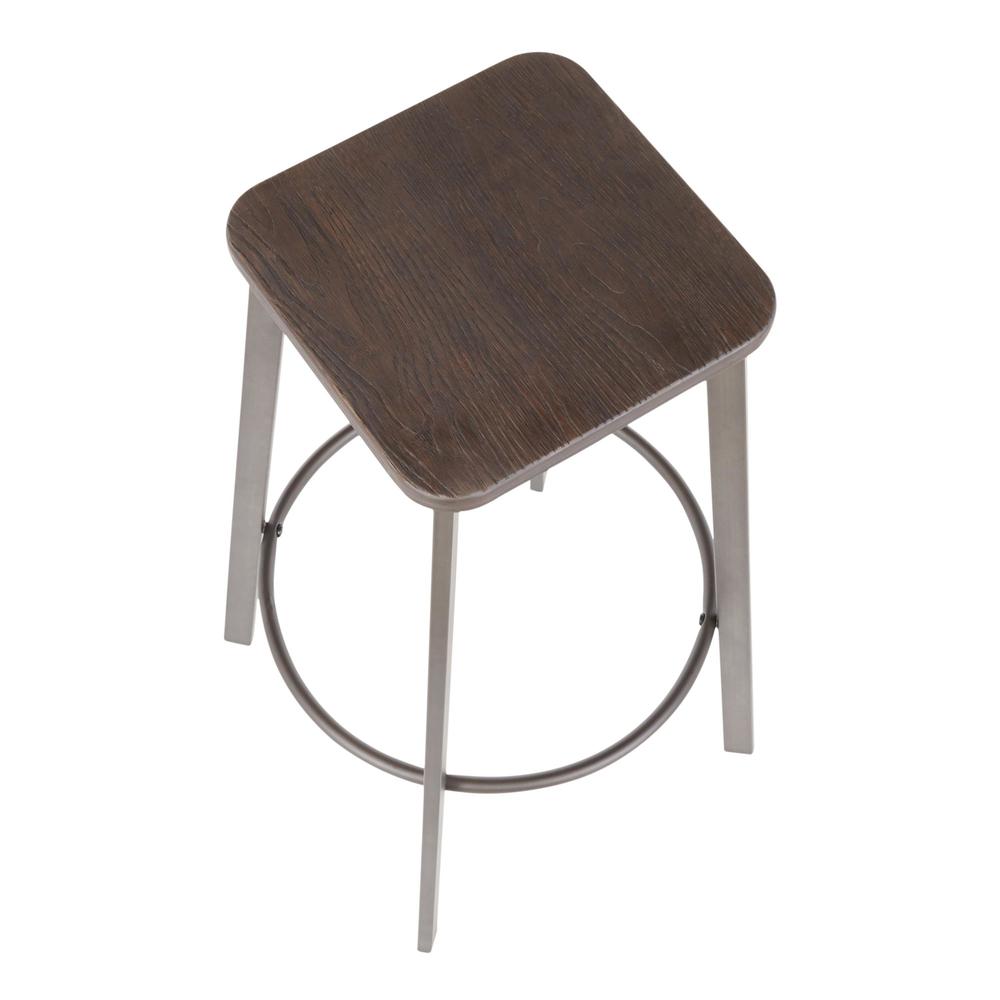 Antique Metal, Espresso Bamboo Clara Square Barstool - Set of 2. Picture 6