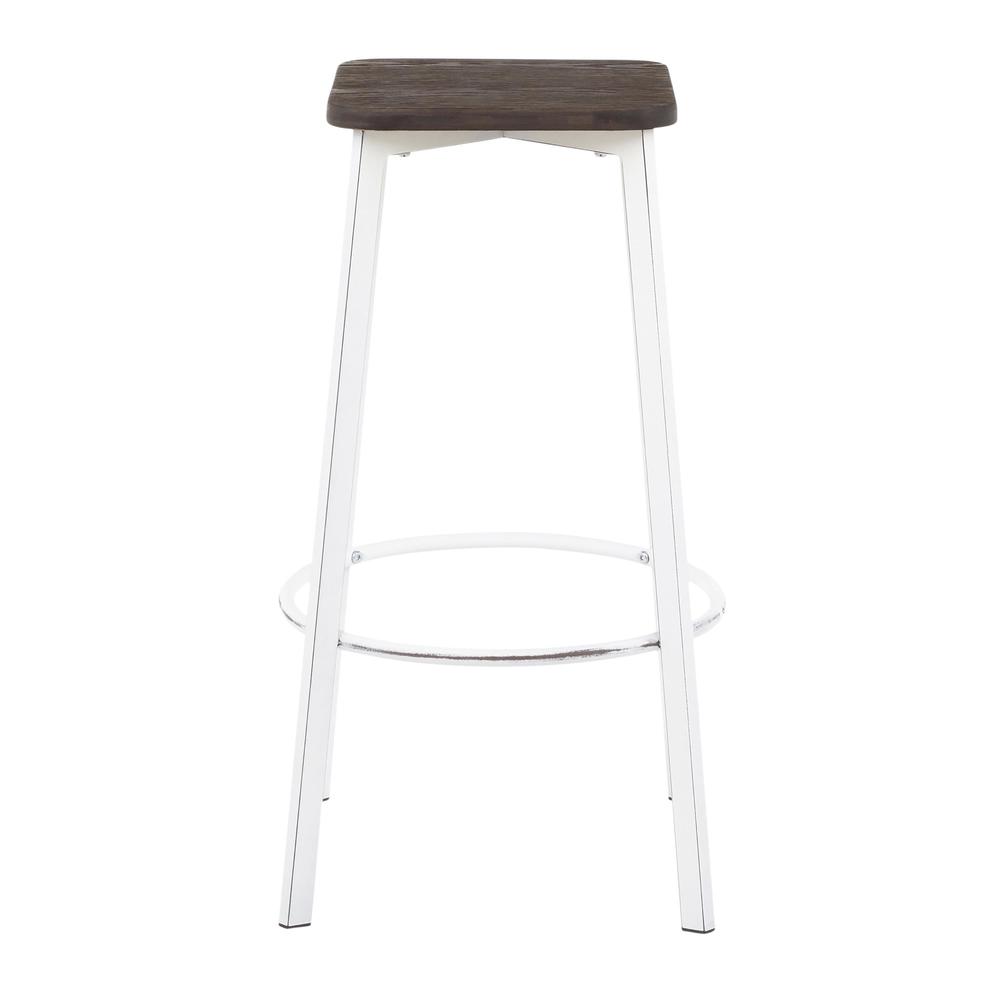 Vintage White Metal, Espresso Bamboo Clara Square Barstool - Set of 2. Picture 5