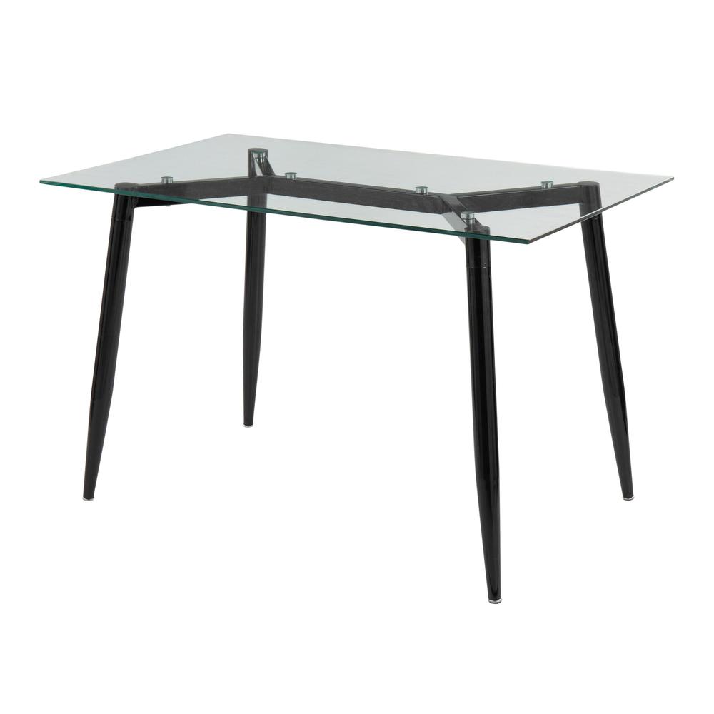 Black Metal, Clear Glass Clara Table. Picture 3