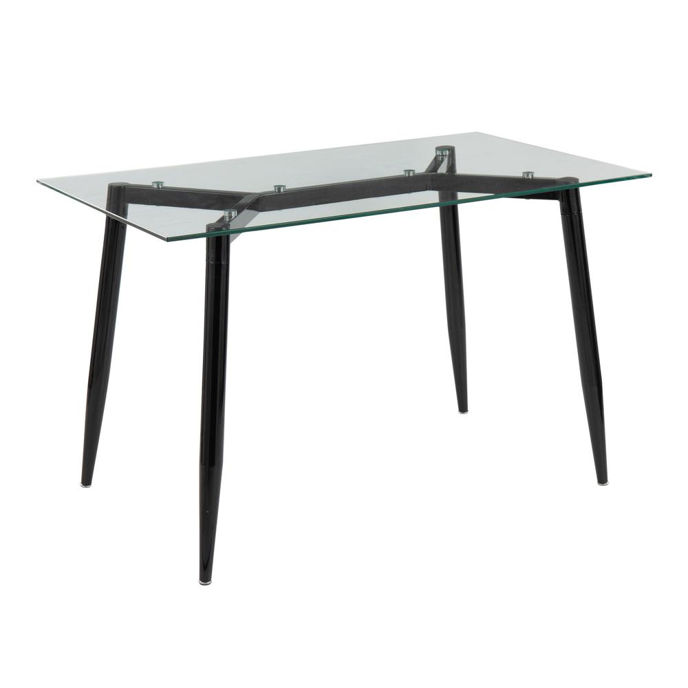 Black Metal, Clear Glass Clara Table. Picture 1