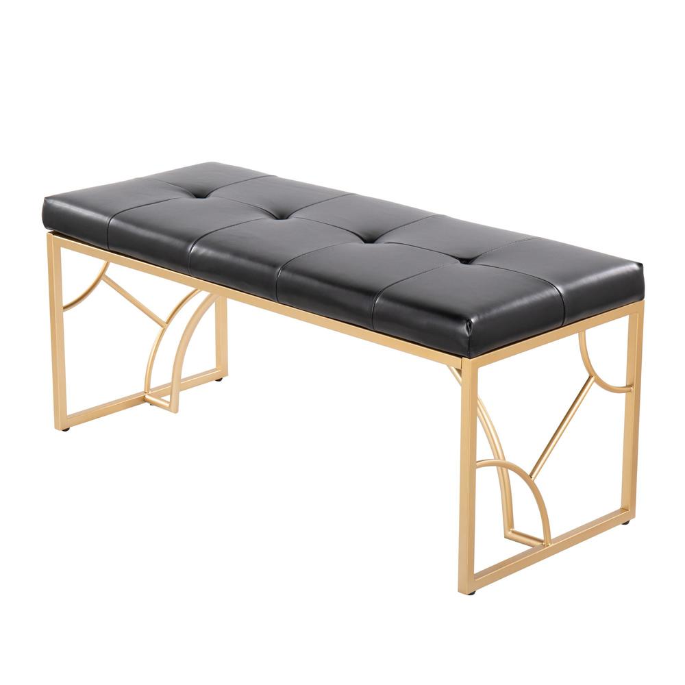 Gold Metal, Black PU Constellation Bench. Picture 3