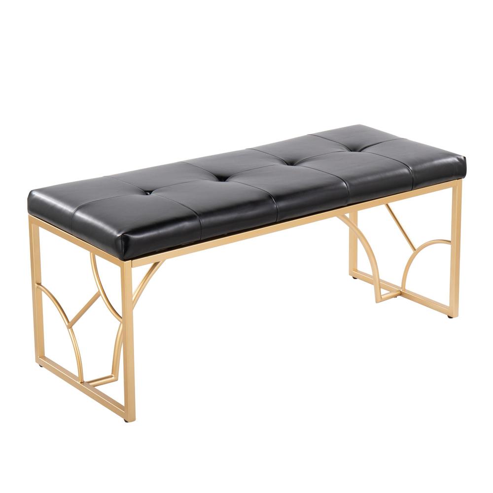 Gold Metal, Black PU Constellation Bench. Picture 1