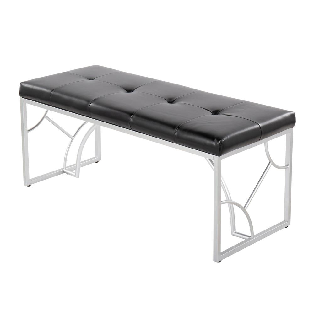 Silver Metal, Black PU Constellation Bench. Picture 3