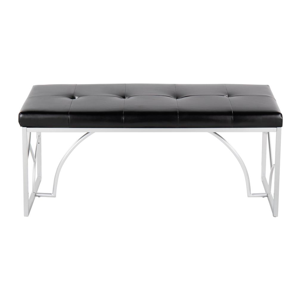 Silver Metal, Black PU Constellation Bench. Picture 4