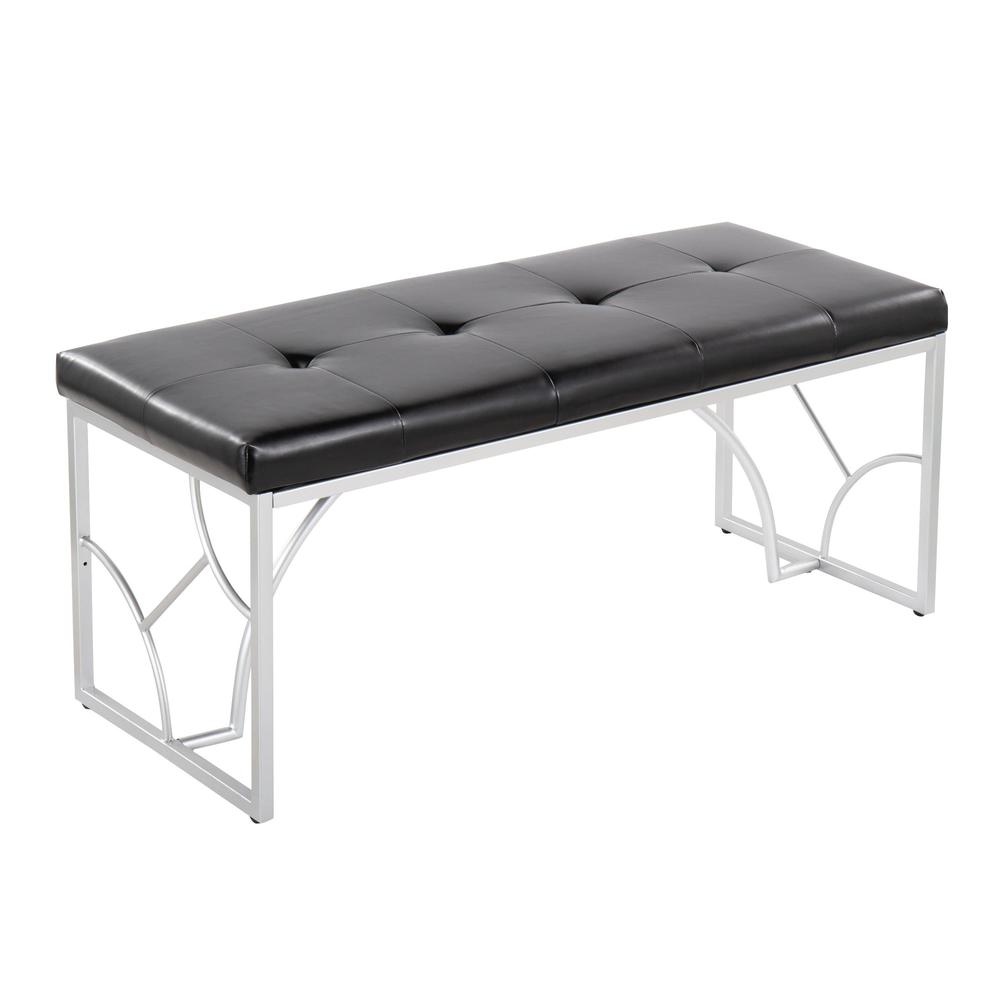 Silver Metal, Black PU Constellation Bench. Picture 1