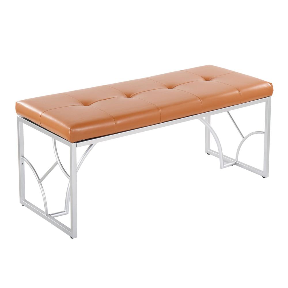 Silver Metal, Camel PU Constellation Bench. Picture 1