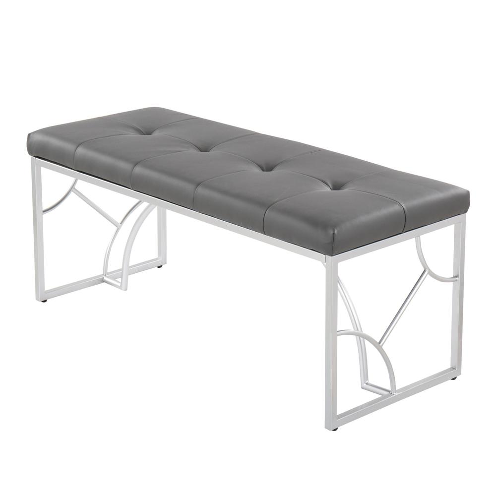 Silver Metal, Grey PU Constellation Bench. Picture 3