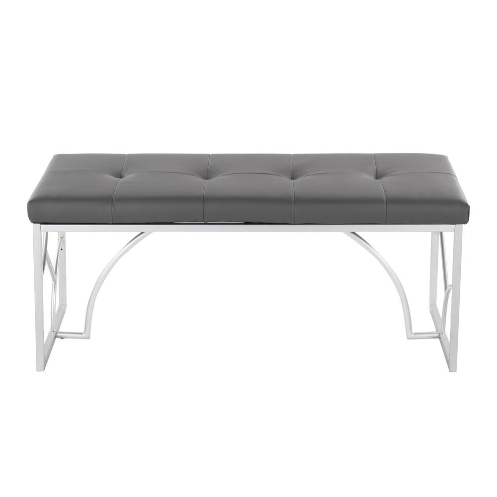 Silver Metal, Grey PU Constellation Bench. Picture 4