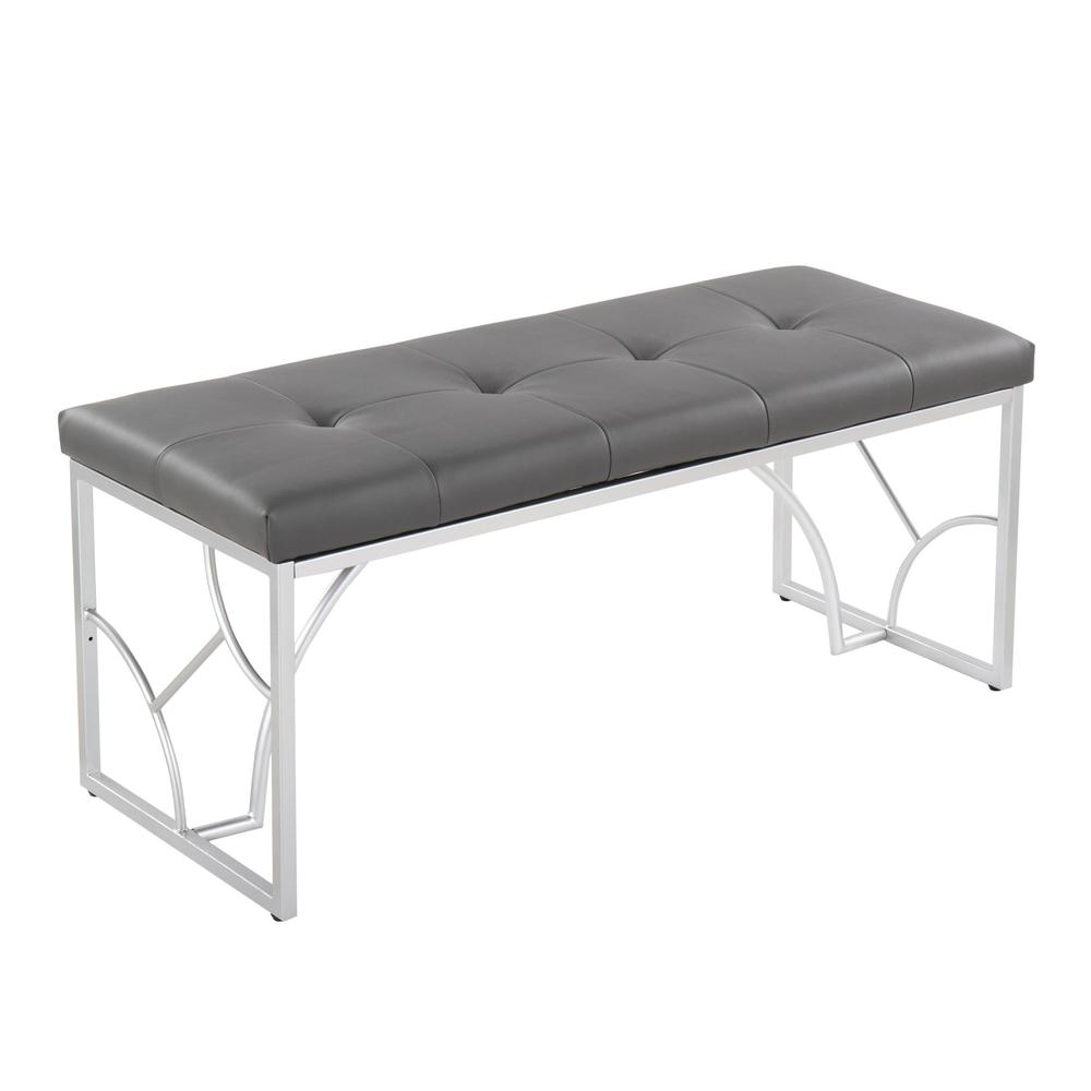 Silver Metal, Grey PU Constellation Bench. Picture 1