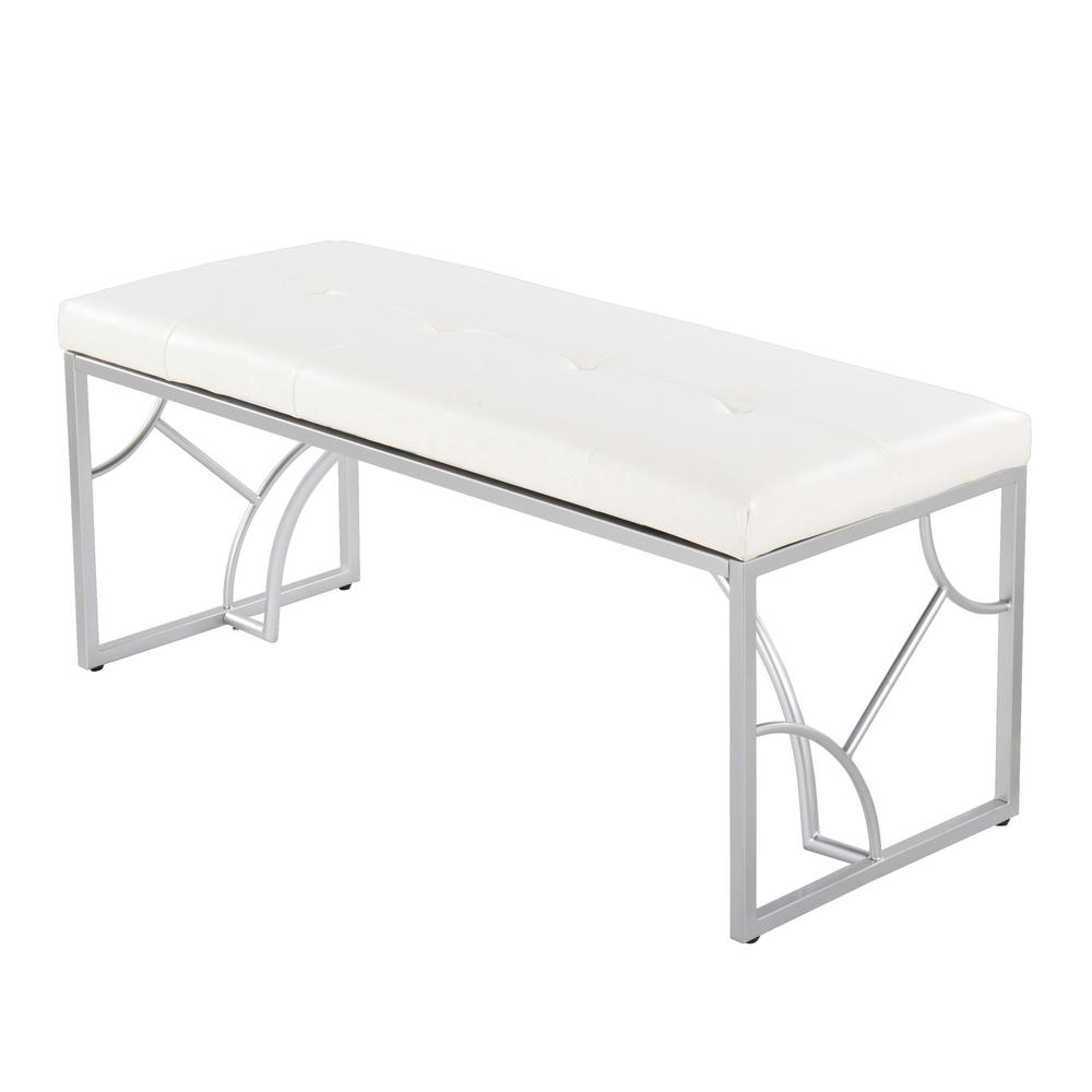 Silver Metal, White PU Constellation Bench. Picture 3