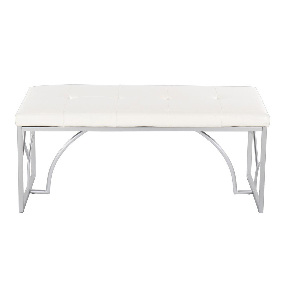 Silver Metal, White PU Constellation Bench. Picture 4