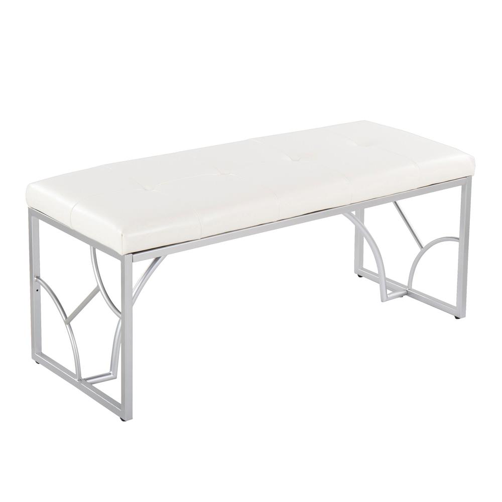 Silver Metal, White PU Constellation Bench. Picture 1