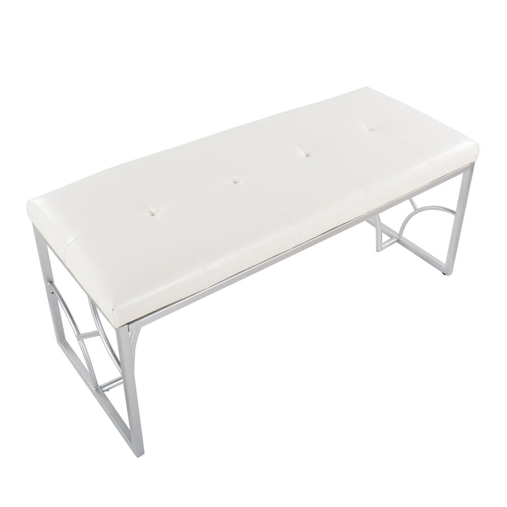 Silver Metal, White PU Constellation Bench. Picture 5