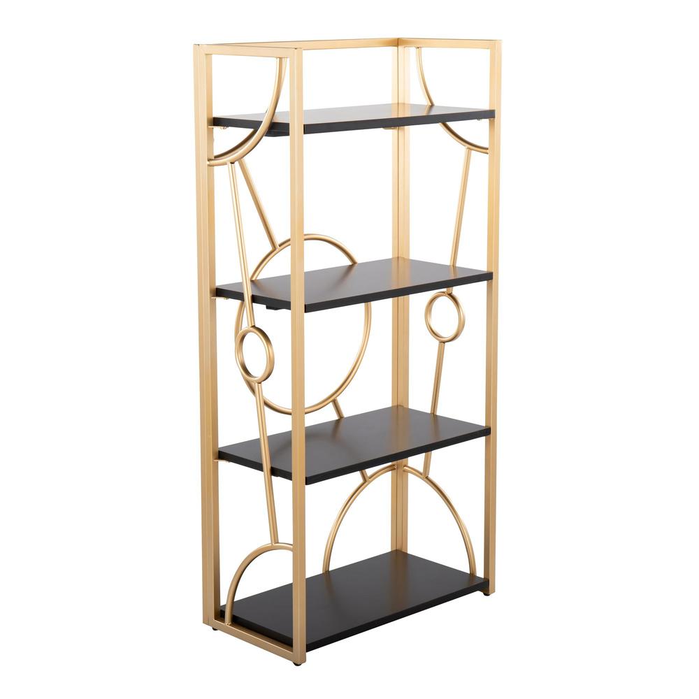 Gold Metal, Black MDF Constellation Bookcase. Picture 1