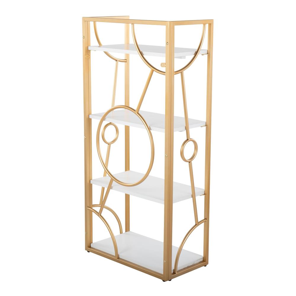 Gold Metal, White MDF Constellation Bookcase. Picture 3