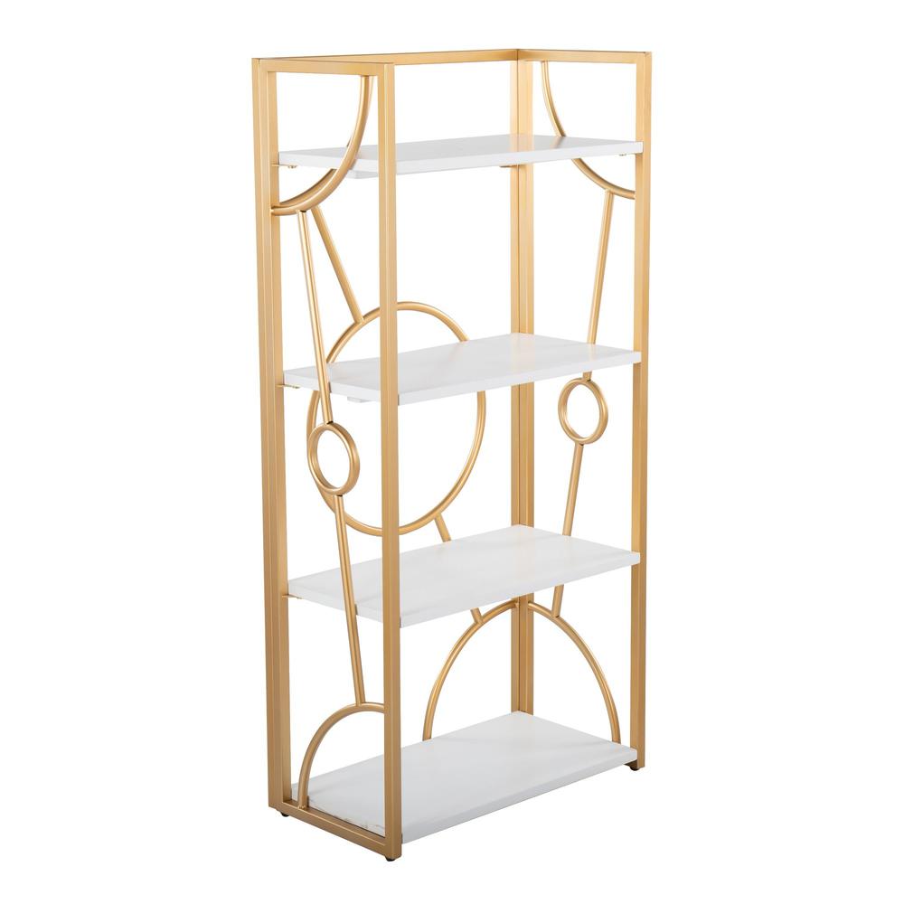 Gold Metal, White MDF Constellation Bookcase. Picture 1
