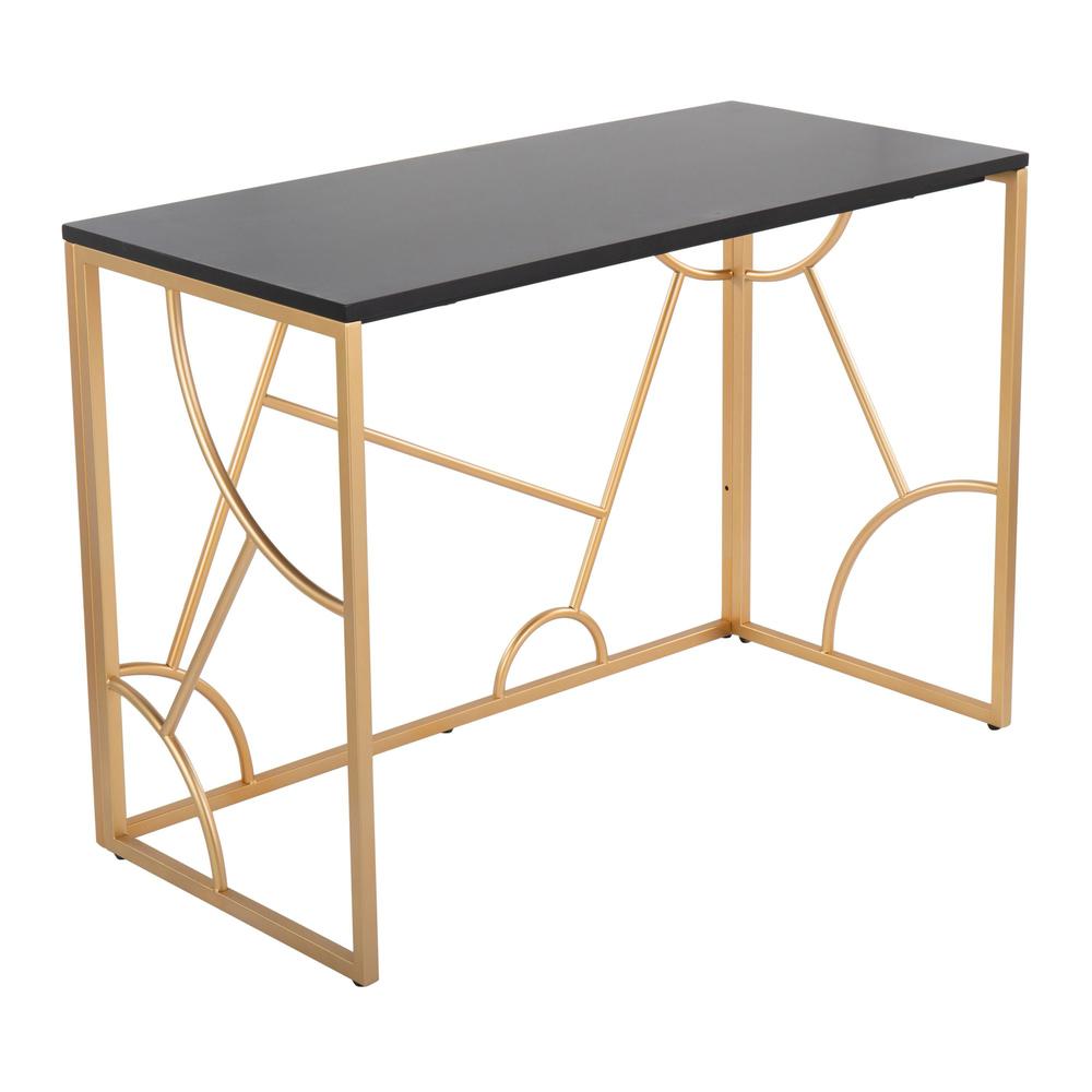 Gold Metal, Black MDF Constellation Desk. Picture 1