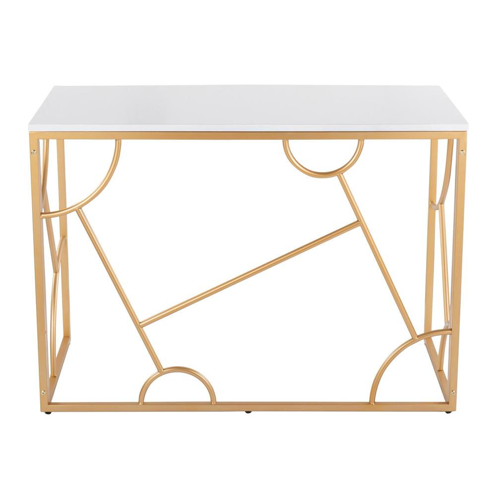 Gold Metal, White MDF Constellation Desk. Picture 4