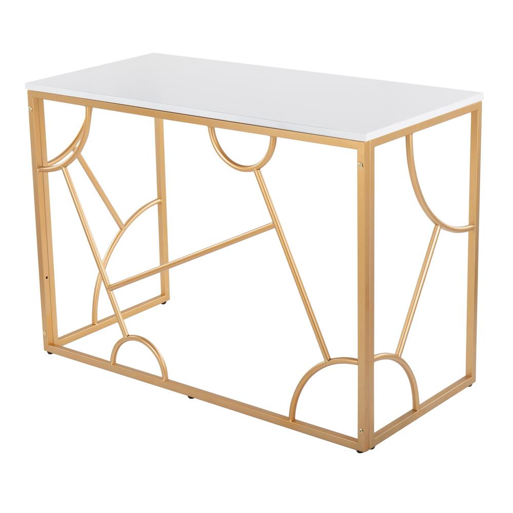 Gold Metal, White MDF Constellation Desk. Picture 3