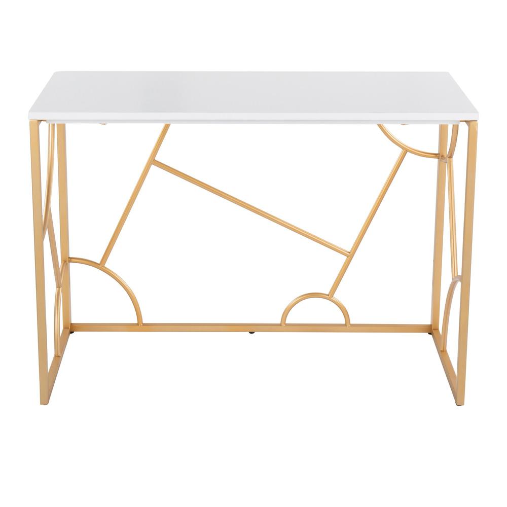 Gold Metal, White MDF Constellation Desk. Picture 5