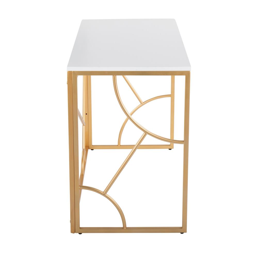 Gold Metal, White MDF Constellation Desk. Picture 2