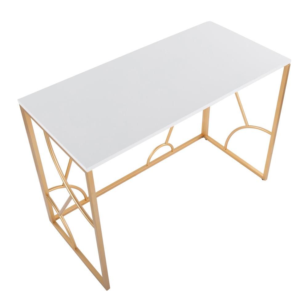 Gold Metal, White MDF Constellation Desk. Picture 6