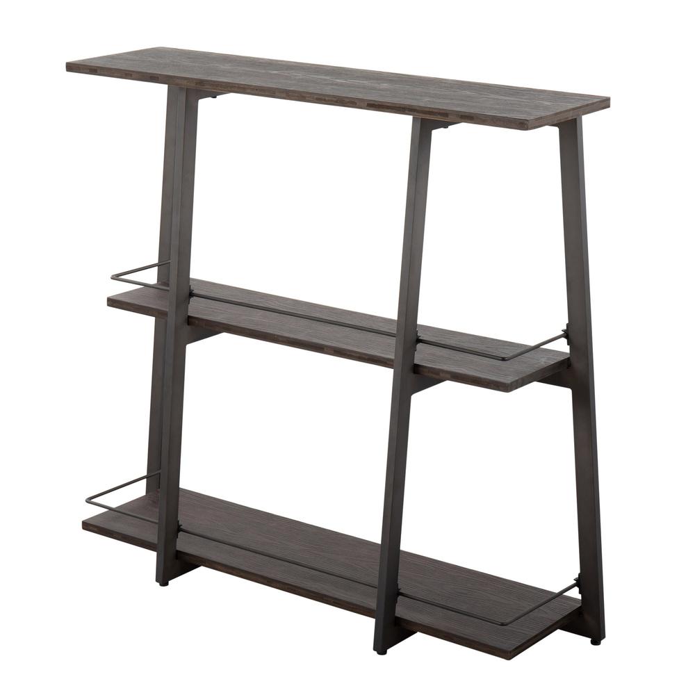 Antique Steel, Espresso Bamboo Converge Bookcase. Picture 3