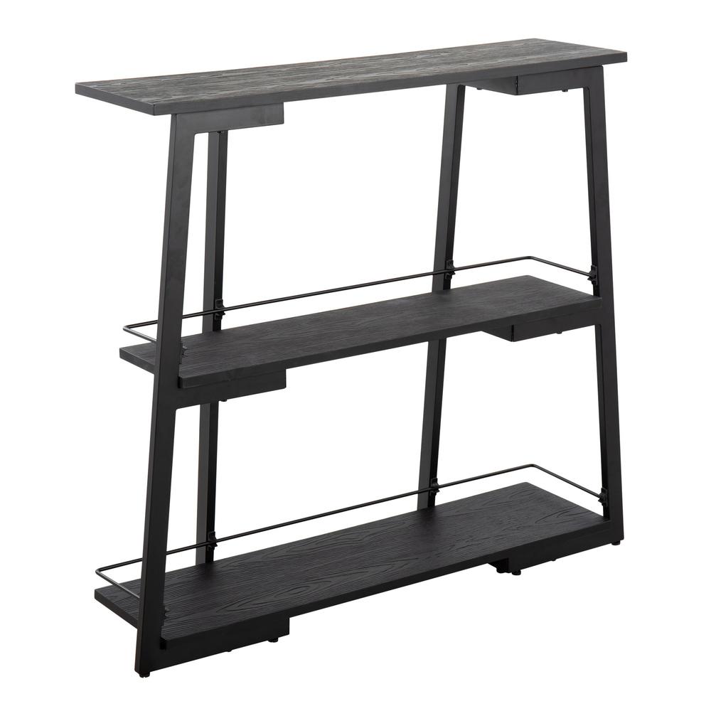 Black Steel, Black Bamboo Converge Bookcase. Picture 1