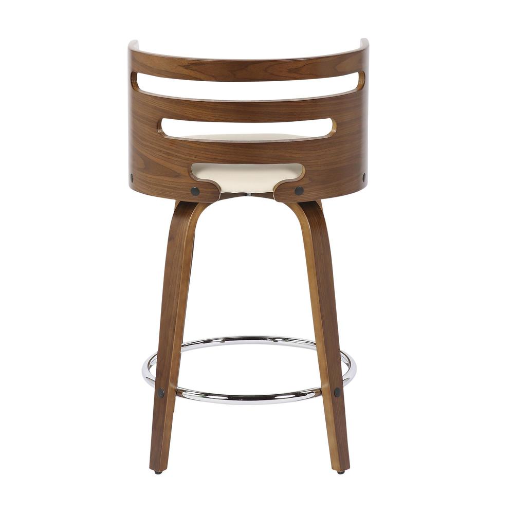 Walnut Wood, Cream PU, Chrome Cosini Counter Stool - Set of 2. Picture 5