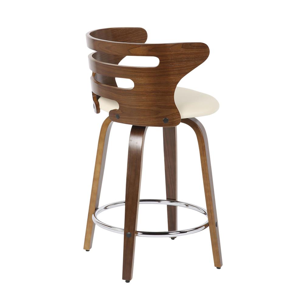 Walnut Wood, Cream PU, Chrome Cosini Counter Stool - Set of 2. Picture 4