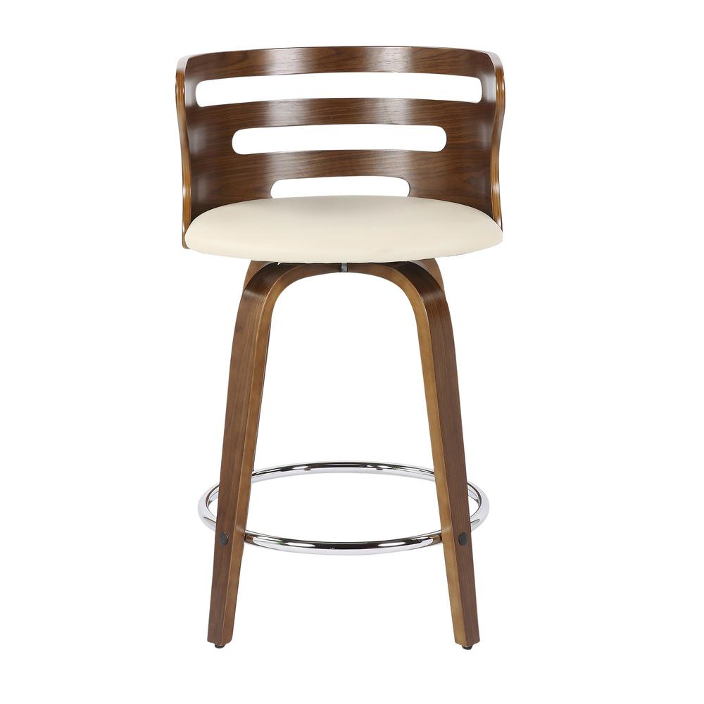 Walnut Wood, Cream PU, Chrome Cosini Counter Stool - Set of 2. Picture 6