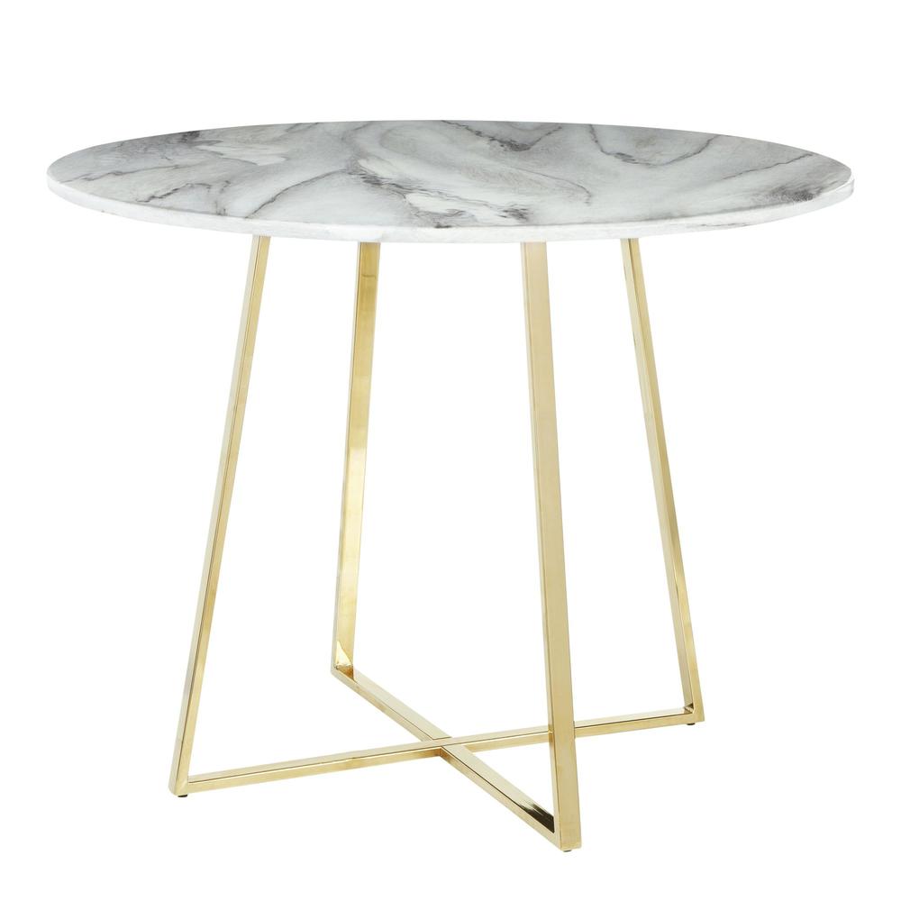 Gold Metal, White Marble Cosmo Dining Table. Picture 3