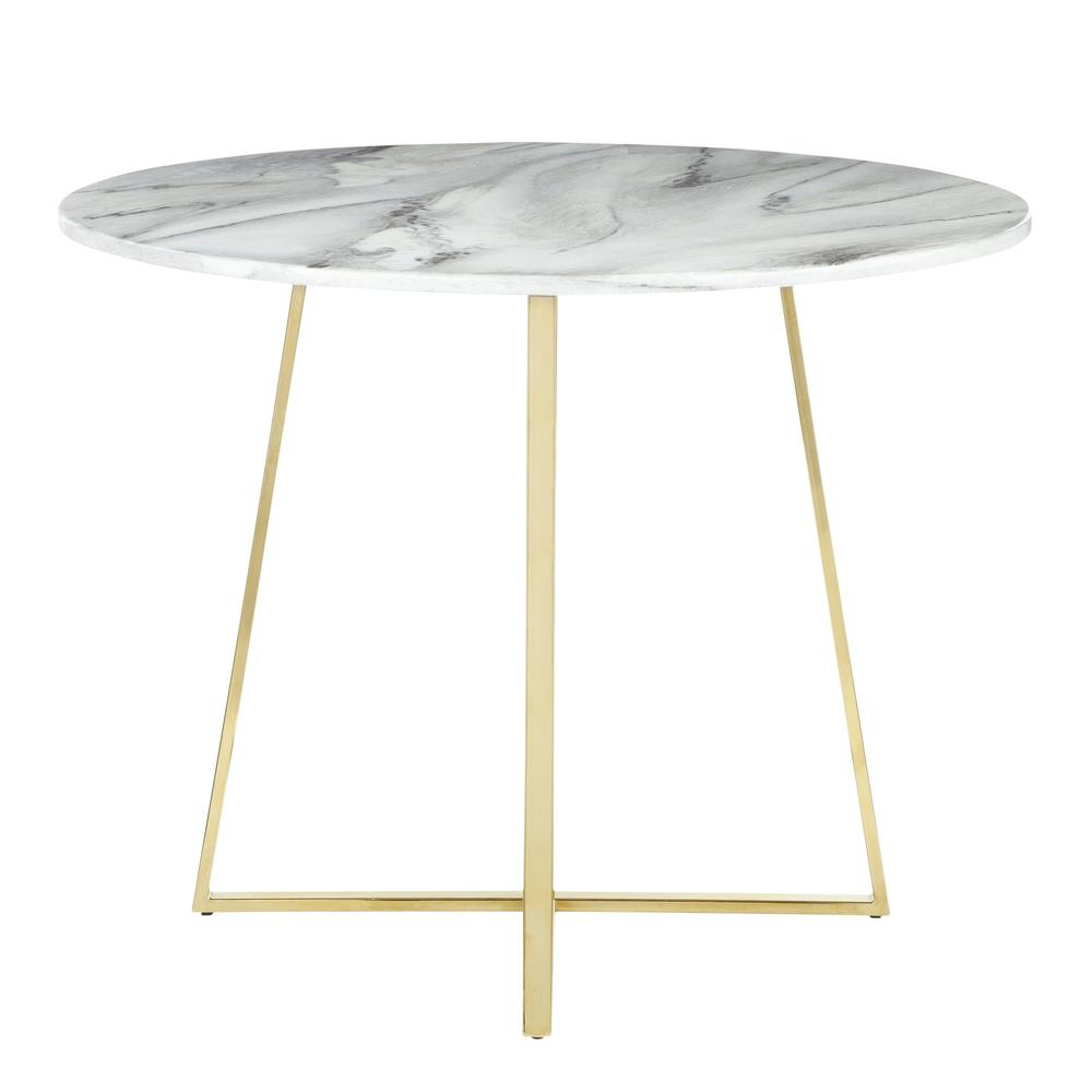Gold Metal, White Marble Cosmo Dining Table. Picture 4