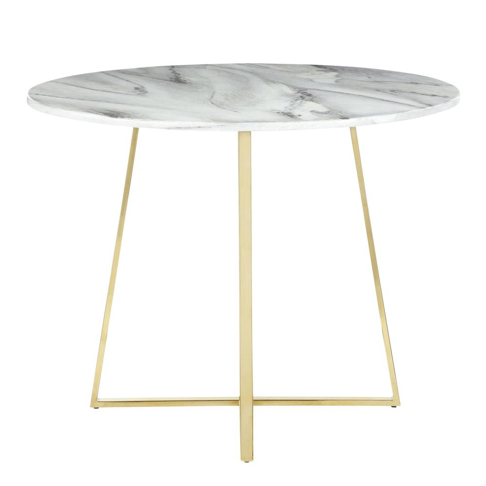 Gold Metal, White Marble Cosmo Dining Table. Picture 5