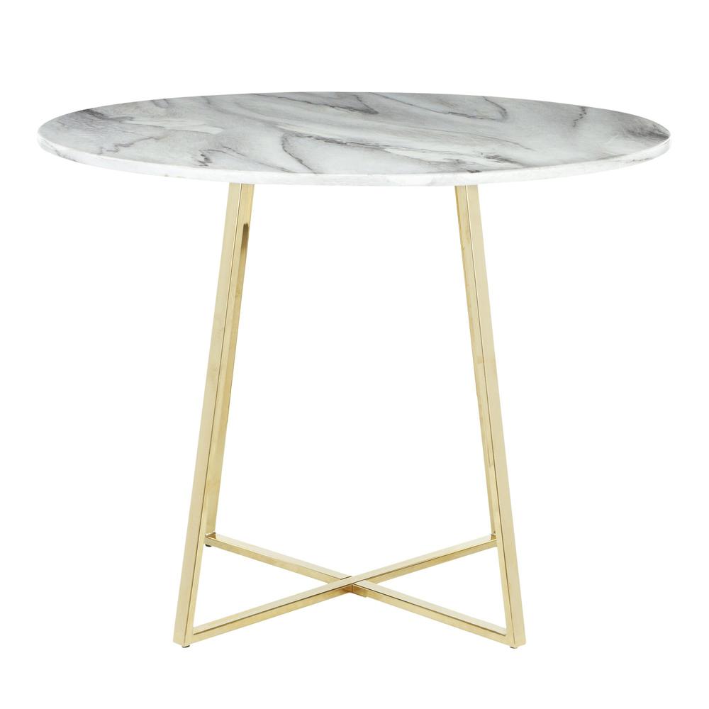Gold Metal, White Marble Cosmo Dining Table. Picture 2