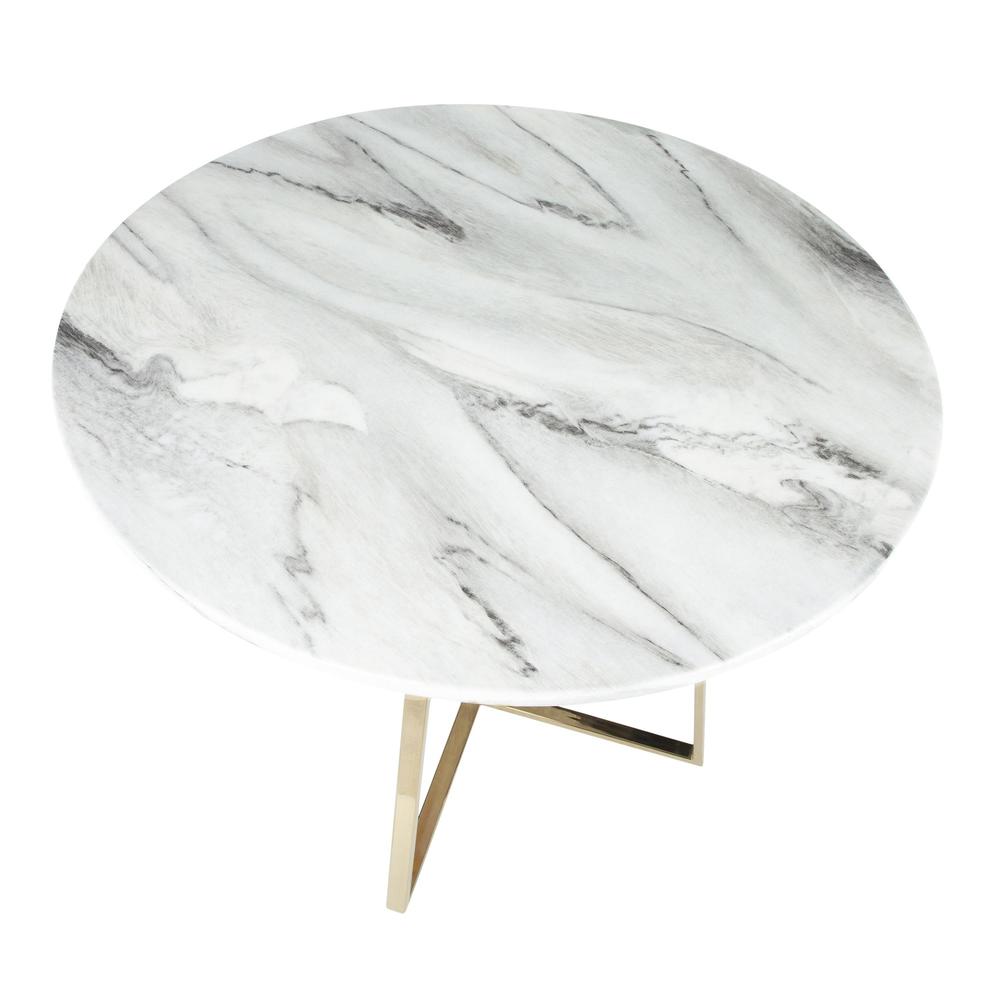 Gold Metal, White Marble Cosmo Dining Table. Picture 6