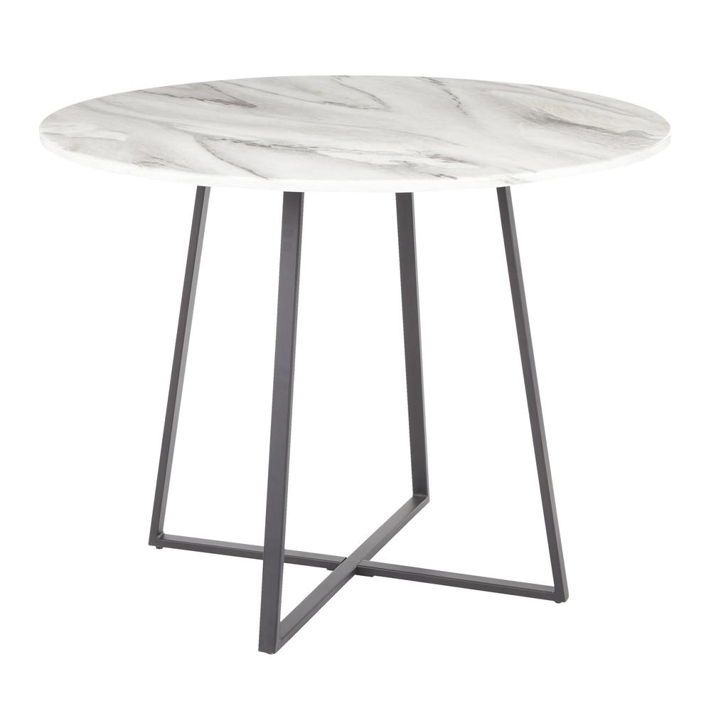 Black Metal, White Marble Cosmo Dining Table. Picture 1
