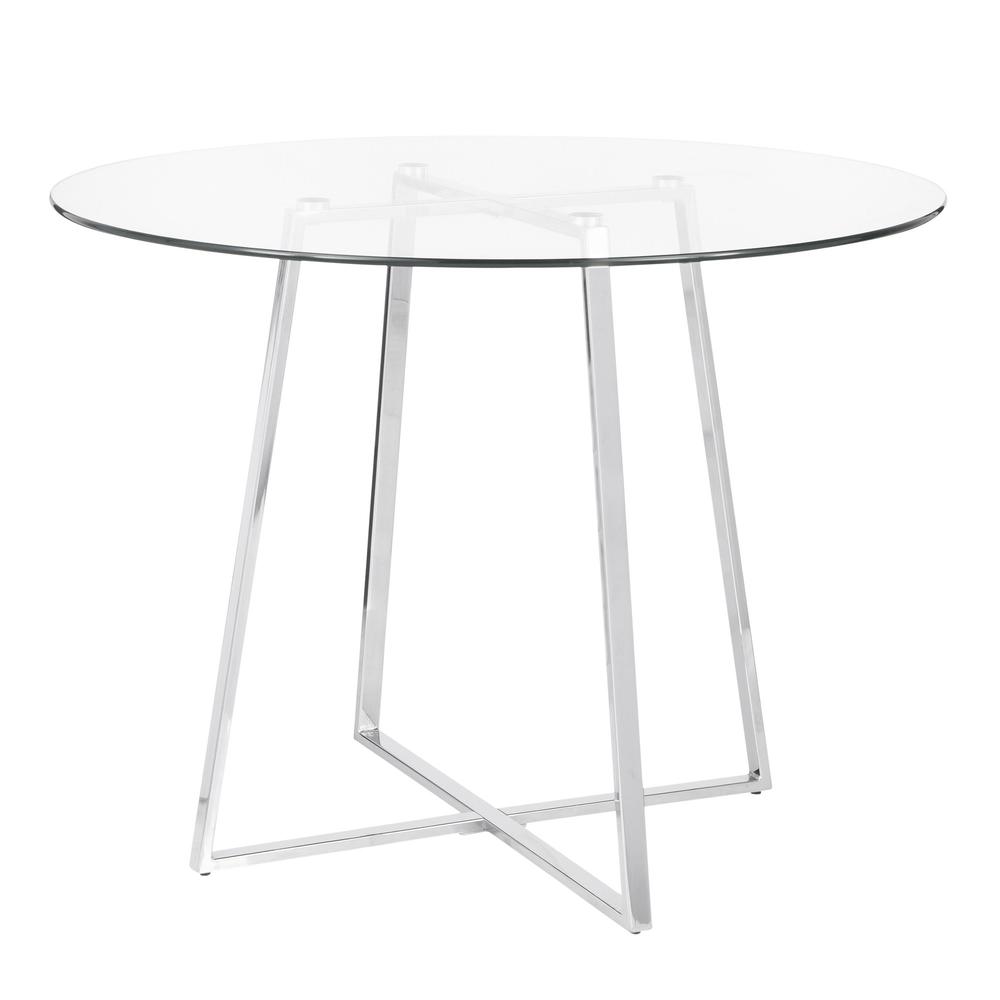 Chrome, Clear Glass Cosmo Dining Table. Picture 3