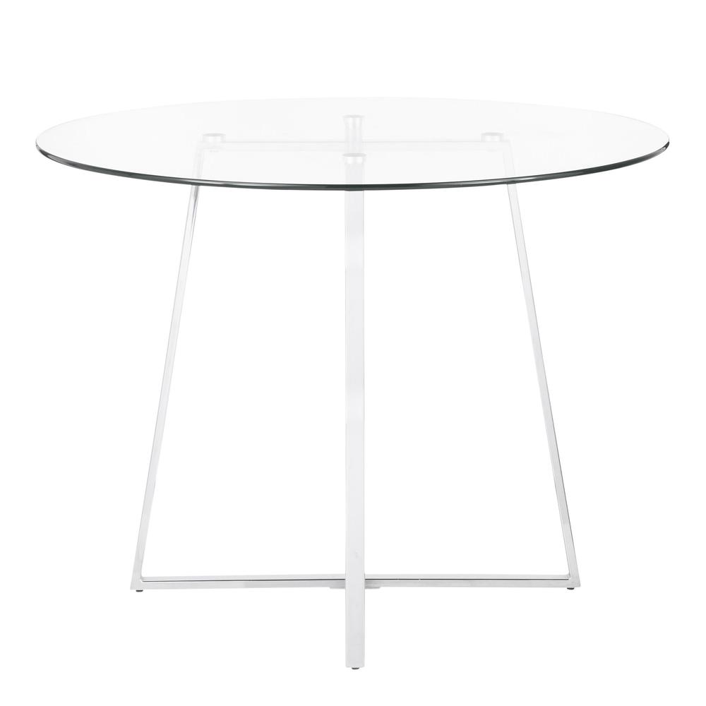 Chrome, Clear Glass Cosmo Dining Table. Picture 4
