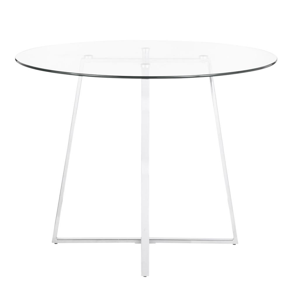 Chrome, Clear Glass Cosmo Dining Table. Picture 5