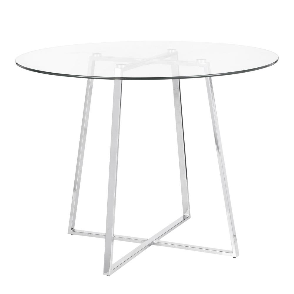 Chrome, Clear Glass Cosmo Dining Table. Picture 1