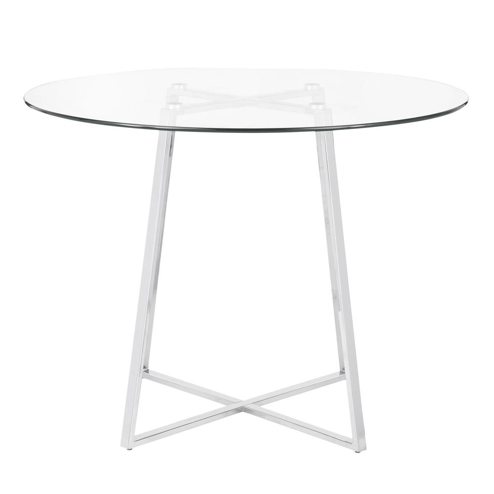 Chrome, Clear Glass Cosmo Dining Table. Picture 2